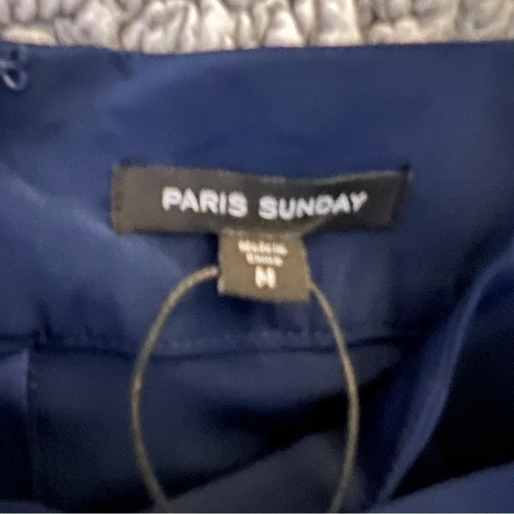 NWT Paris Sunday Blue Faux Tie Waist A Line Mini Skirt Size 8